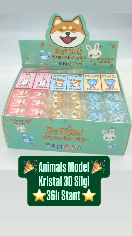 ANİMALS MODEL 3D SİLGİ / 36LI STANT